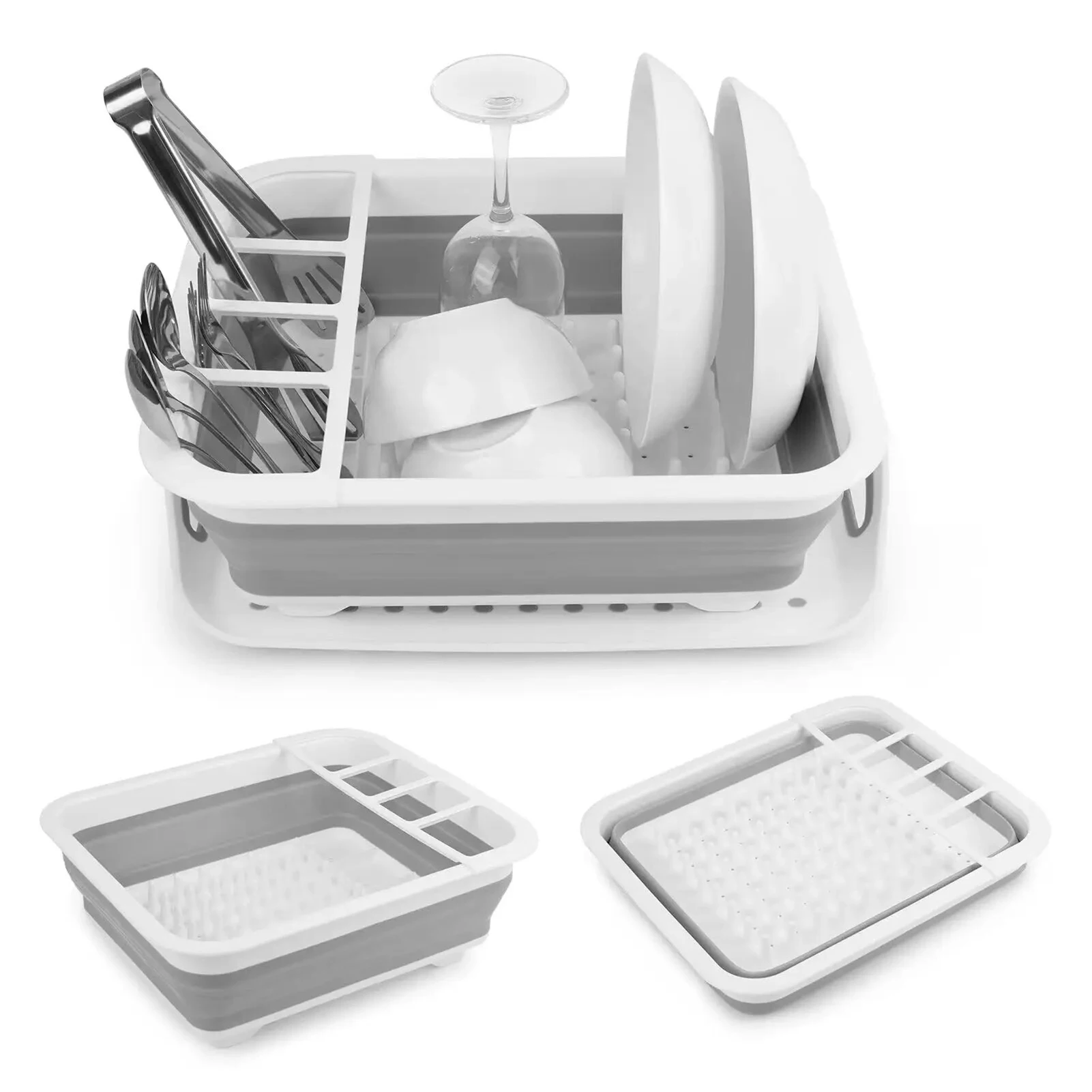 Dish Drying Rack Folding Household Storage Holder Portable Bowl Tableware Lid Drain Rack Kitchen Accessories Organizer