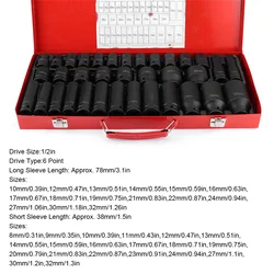 Sechskant-Bit-Steckschlüsselsätze, metrisch, für 1/2-Zoll-Antrieb, Ratsche, 6-Punkt-Spitze, Arbeitswerkzeug-Steckdosen