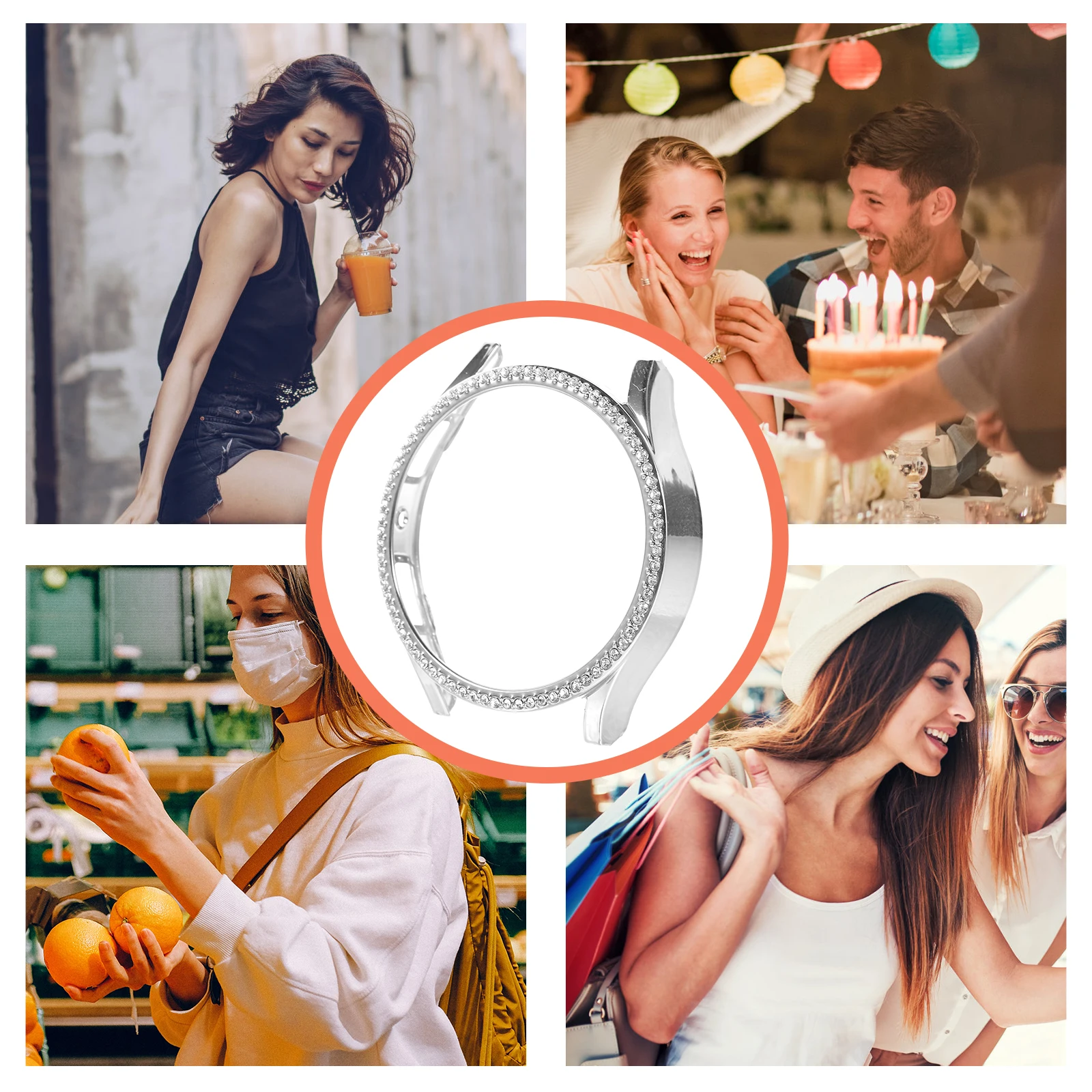 

Diamond Case Watch Display Screen Protector Glitter Cover Silicone Protective Outdoor Bezel Accessories