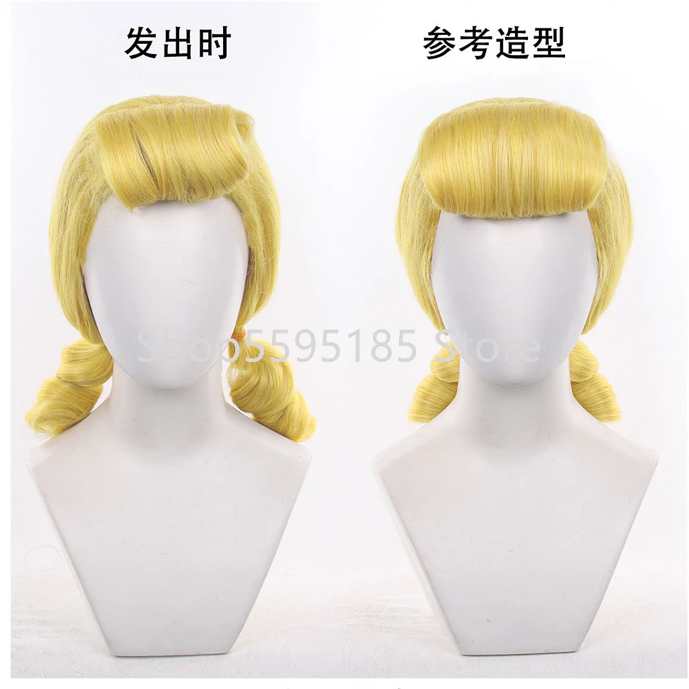 Bo Peep Cosplay Wig 40cm Golden Wig With Three Strands of Spiral Halloween Party Comic Con BoPeep Role Play Peluca