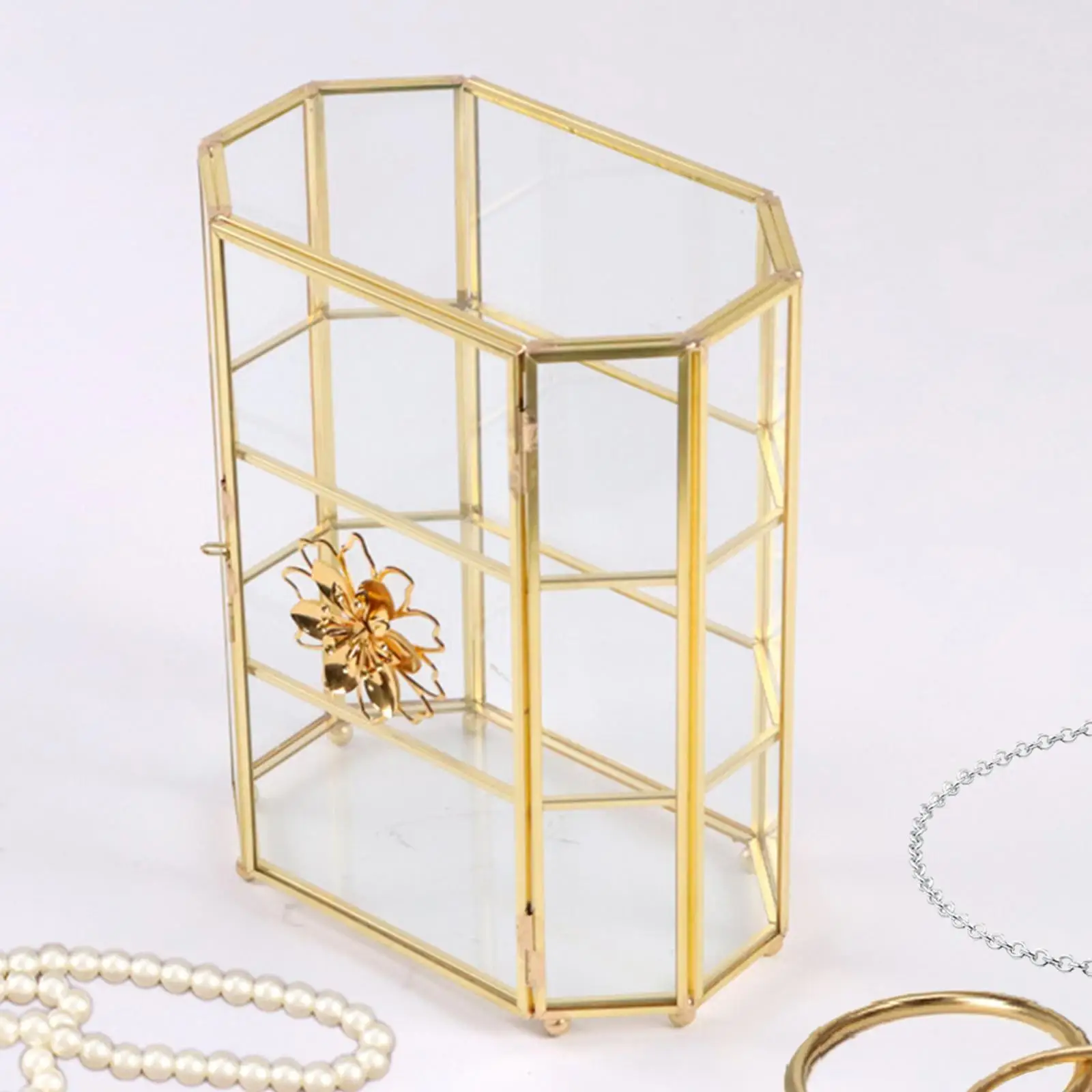 

Glass Jewelry Box Cosmetic Storage Case Decorative Clear Jewelry Organizer Display Display Box for Lipstick Bracelets Perfume