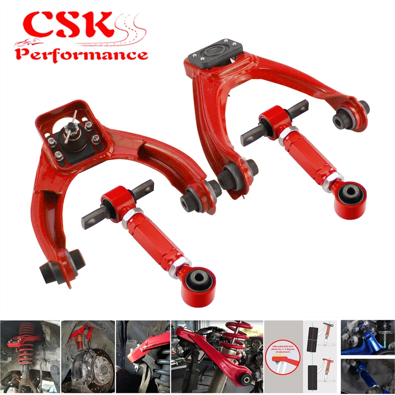 Front Upper Control Arms+Rear Camber Adjustable Kit For Honda Civic EK 1996-2000