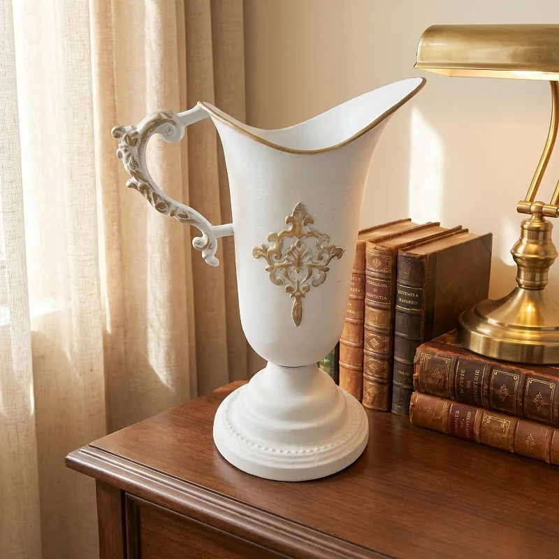 French court retro vase, high-end metal three-dimensional engraving kettle flower ware