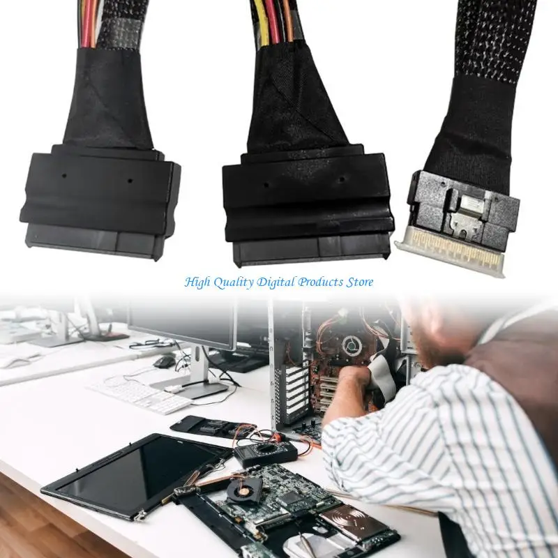 

U2JE 2Port SFF8654(8i) to 2SFF-8639 NVME Adapter Cable SFF 8654 to SFF 8639with Power