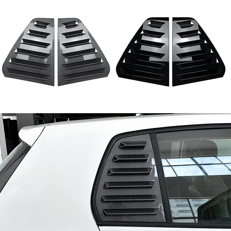 For VW Golf MK6  2008-2012 Car Rear Louver Window Side Shutter Cover Trim Sticker Vent Scoop ABS Carbon Fiber Black Auto