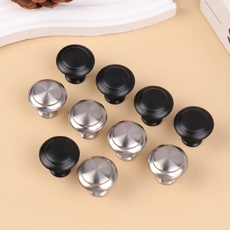 5Pcs Stainless Steel Kitchen Cabinet Knobs Silver Matte Black Color Door Handles Wardrobe Cupboard Drawer Pull Furniture Handle