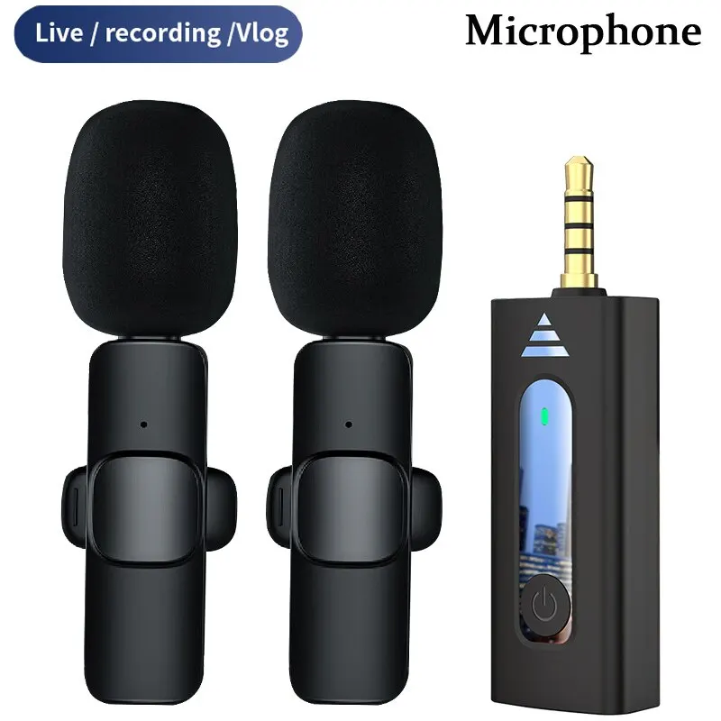 Wireless 3.5mm Lavalier Lapel Microphone Omnidirectional Condenser Mic for Camera Speaker Smartphone Recording Mic for Youtube