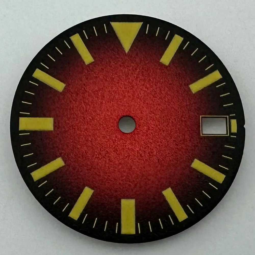 28.5mm Sterile Dial Green Luminous Watch Parts Fit NH35 Movement 3 O'clock Crown 3.8 0'clock Crown