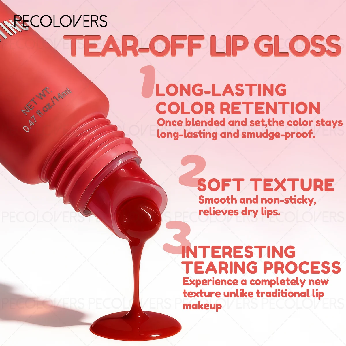 1PC Summer Transfer Proof Lip Gloss, Sweatproof Transfer Proof Long Lasting Peelable Lip Tint, Non-Sticky Hydrating Lip Makeup