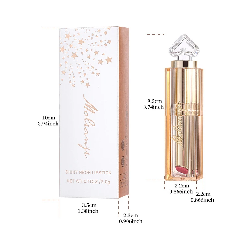 Lápiz labial brillante, colores vibrantes, resistente al agua y al sudor, antiadherente y no graso, apto para todo tipo de piel.