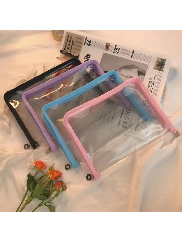 PVC PP Glitter Transparent Storage Organizer Bag A5 A4 Zipper File Bag File Folder Case Bags Stationery Holder view 2