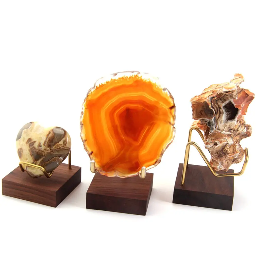 

Home Office Show Room Ores Agate Rocks For Crystal Minerals Rack Display Holder Wood Support Base Mineral Stand