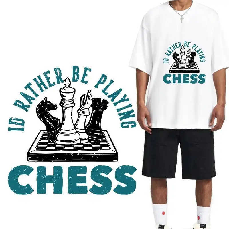 

Fashion clothing DIY design chess print heat transfer vinyl T-shirt decorative pattern Iron On stickers for man
