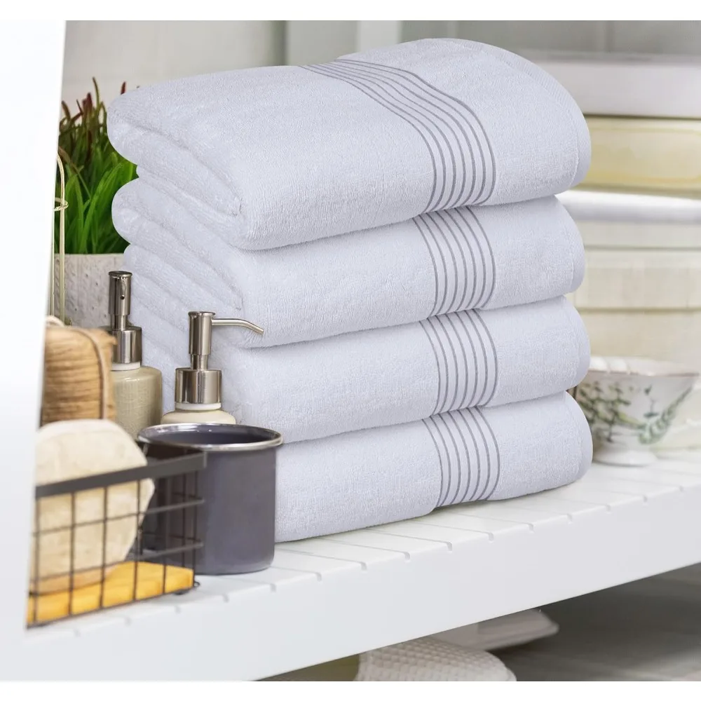 

12 Pack Bath Towels Set, (27 x 54 Inches) 100% Ring Spun Cotton, Quick Dry, Highly Absorbent