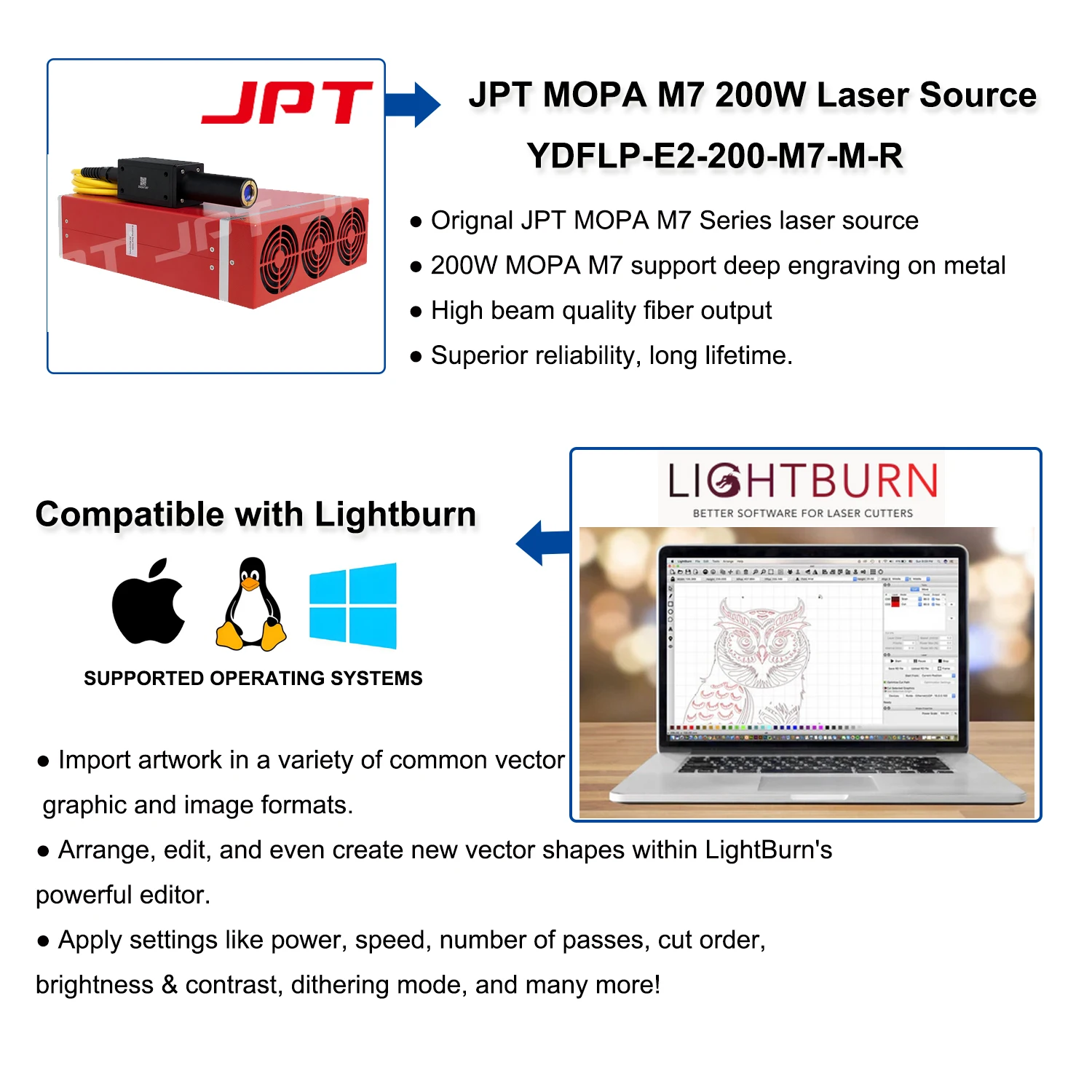 2026 JPT MOPA 200W Galvo laser CNC Fiber Laser Marking machine JCZ main board Rotary axis for Metal& Plastic Marking