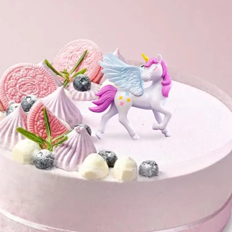 Cartoon MiniUnicorn Lovely Flying Horse Unicorn Figurine Unicorn Cake Toppers Figurines Birthday CakeTopper for Theme Party