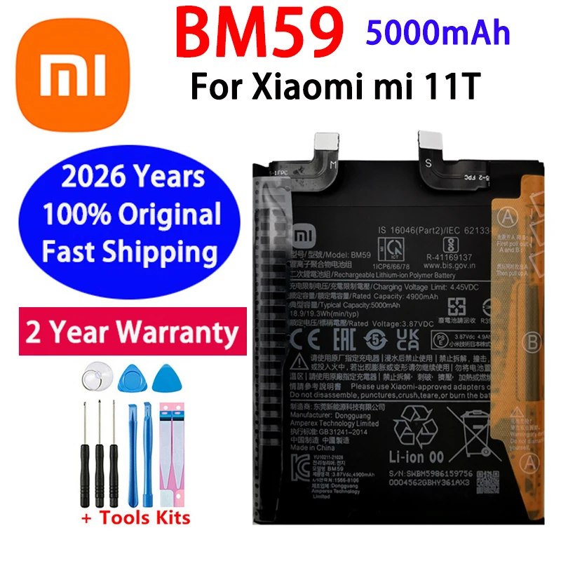 Original Battery For Xiaomi Mi Mix 2 2S 3 4 Mi 11 Lite Ultra Poco M3 X3 F3 X5 Redmi Note K40 9 9T 10T 11T 12 12T Pro Batteries image 6
