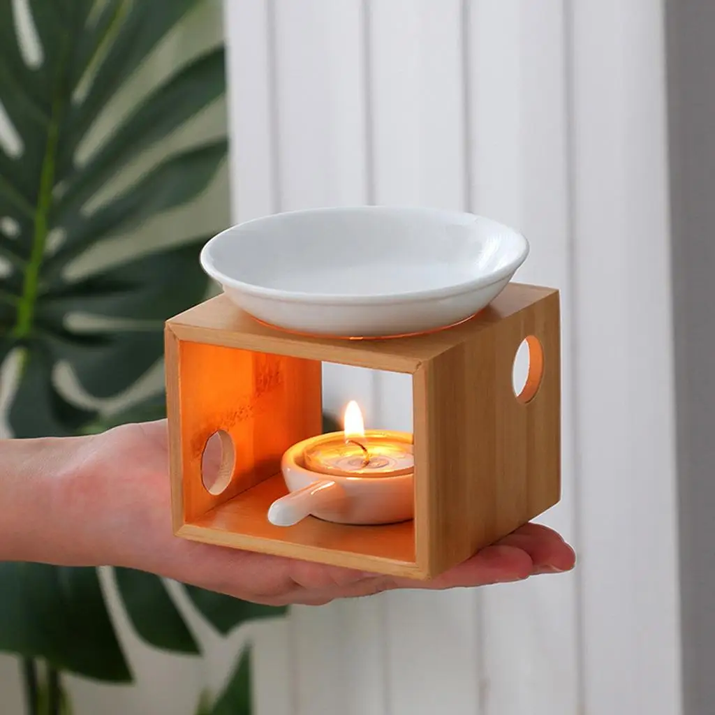 Oil Burner Wax Melt Burner Tealight Oil Warmer with Candle Spoon Home Decor