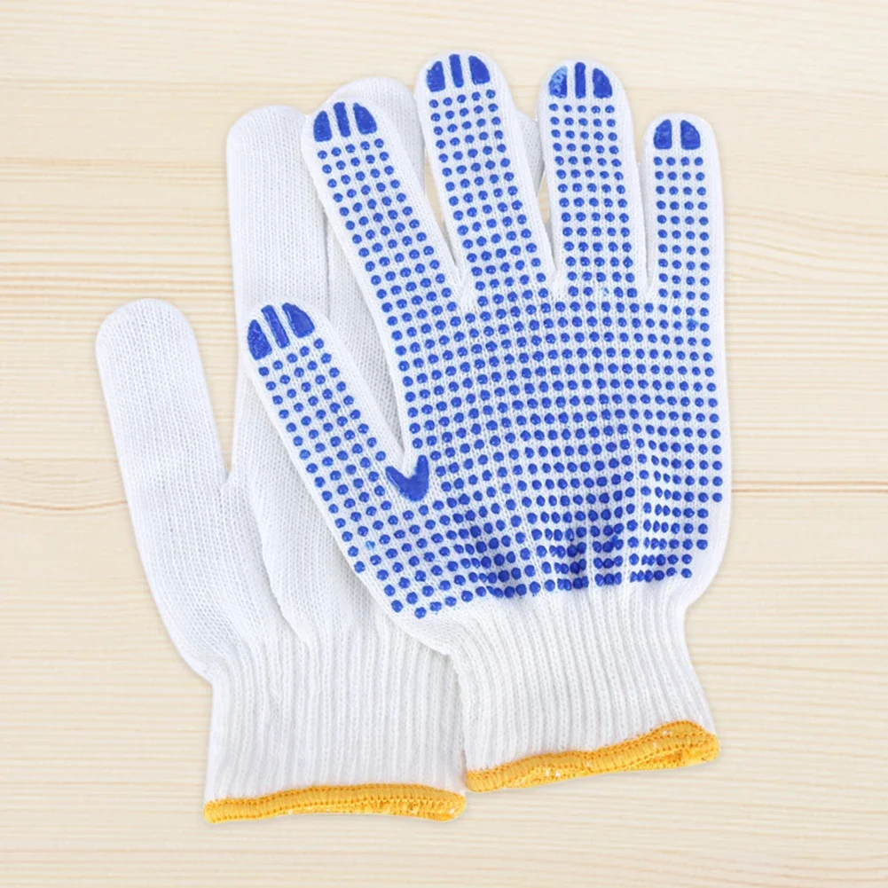 Cotton Non-slip Particle Gloves Wear-resistant White Protective Work Gloves Breathable PVC Dot Beads for Chopping Wood Gardening