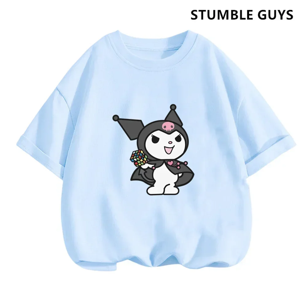 Anime Melody Cinnamoroll Kuromi Summer Multiple Fashion Girls Clothes Children's T-shirts Set Casual Kids Short Sleeve