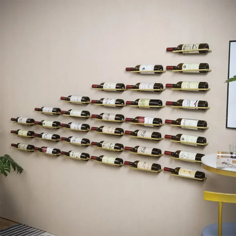 Under Cabinet Organizer Wine Rack Wall Mounted Liquor Wine Bottles Black Metal Wall Decor Wall Mount Hanging Bottle Display Stan