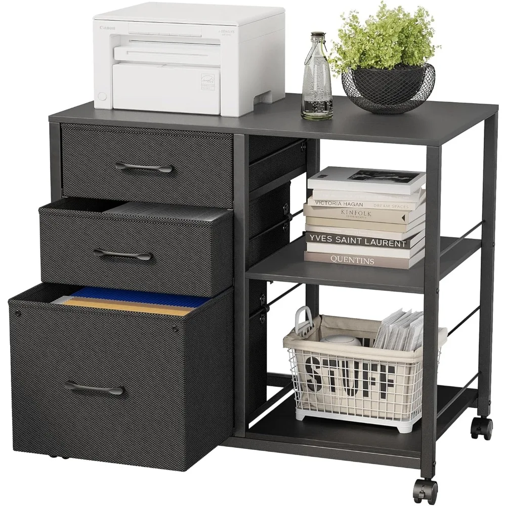 

3 drawer fabric filing cabinet, suitable for rolling horizontal and printer stand filing cabinets in home offices