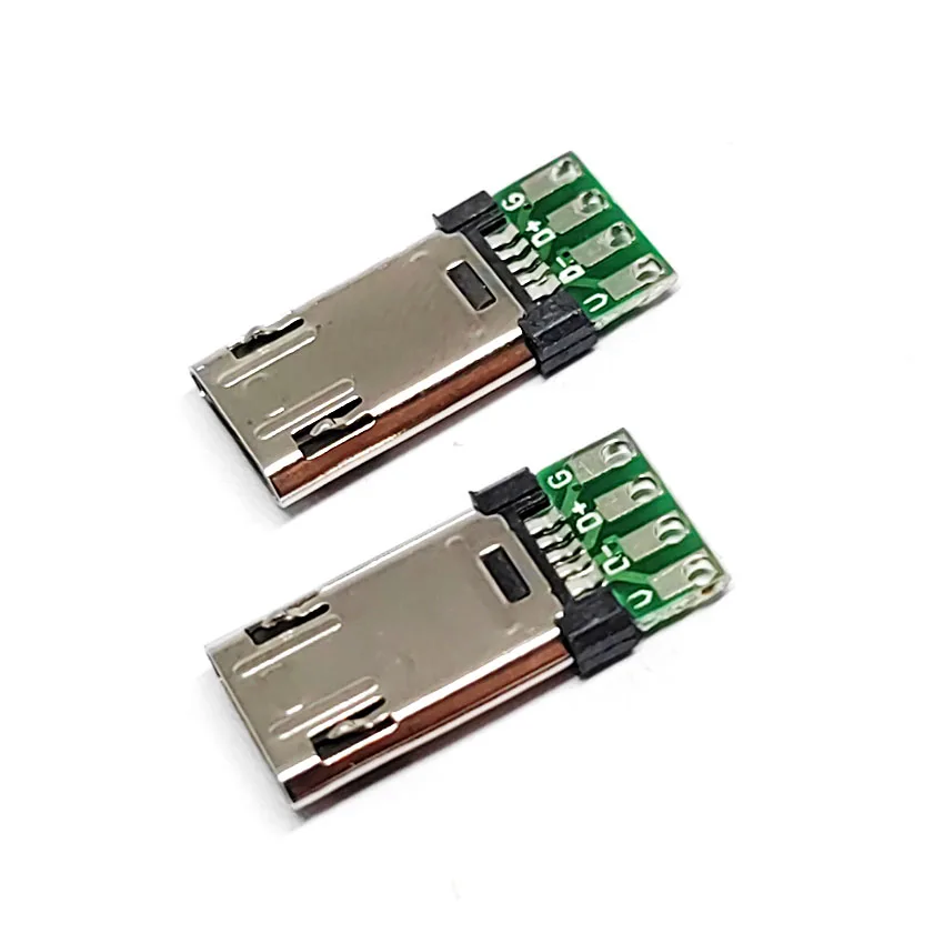 5pcs NEW Micro Male Plug with PCB Solder Plate Double-sided 5P Usb Connector+ Type-C USB Connector 4Pin