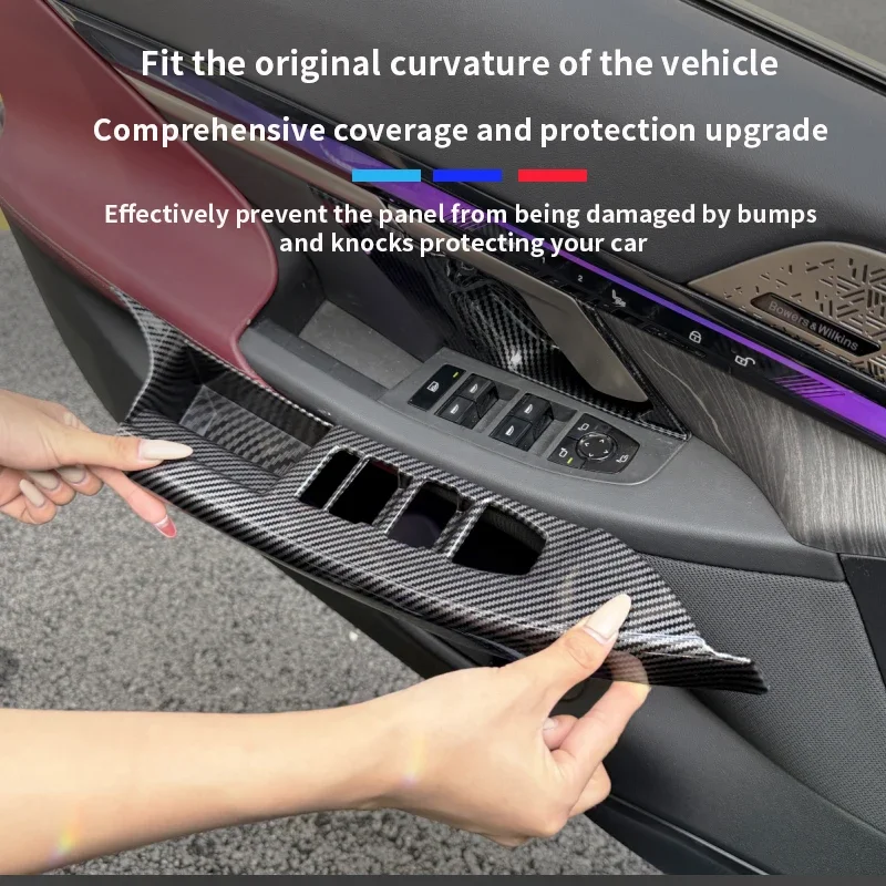 

4PCS For BMW 5 Series i5 G60 2024-2025 ABS Carbon Fiber Windows Rise Switch Panel Glass Lift Control Cover InteriorAccessories