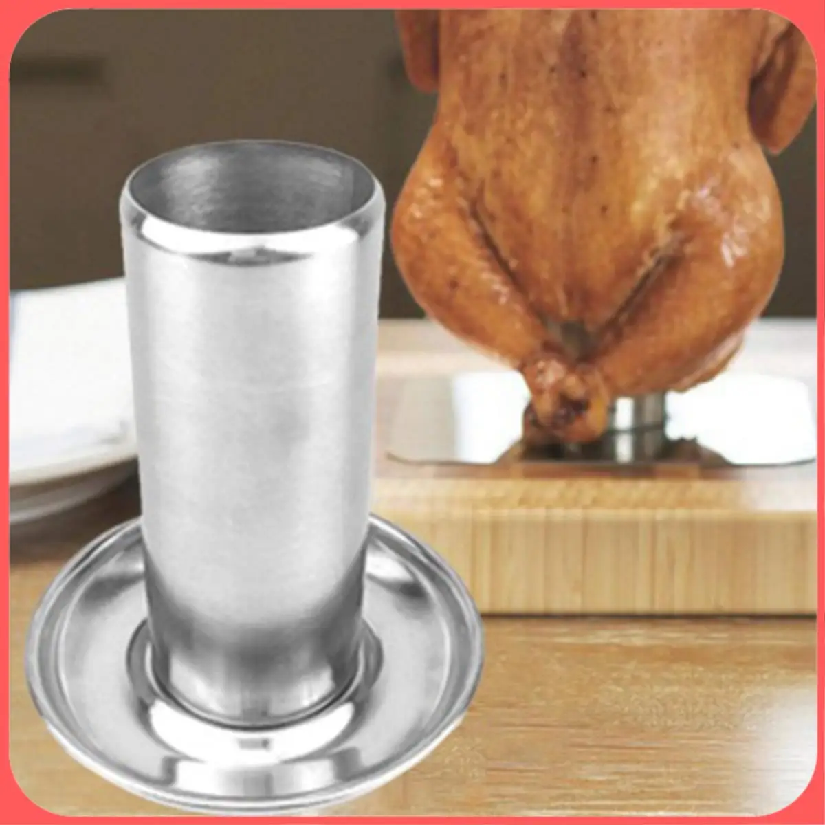 

AA89-Steel Beer Can Chicken Turkey Roaster Oven Rotisserie Bbq Grill Rack