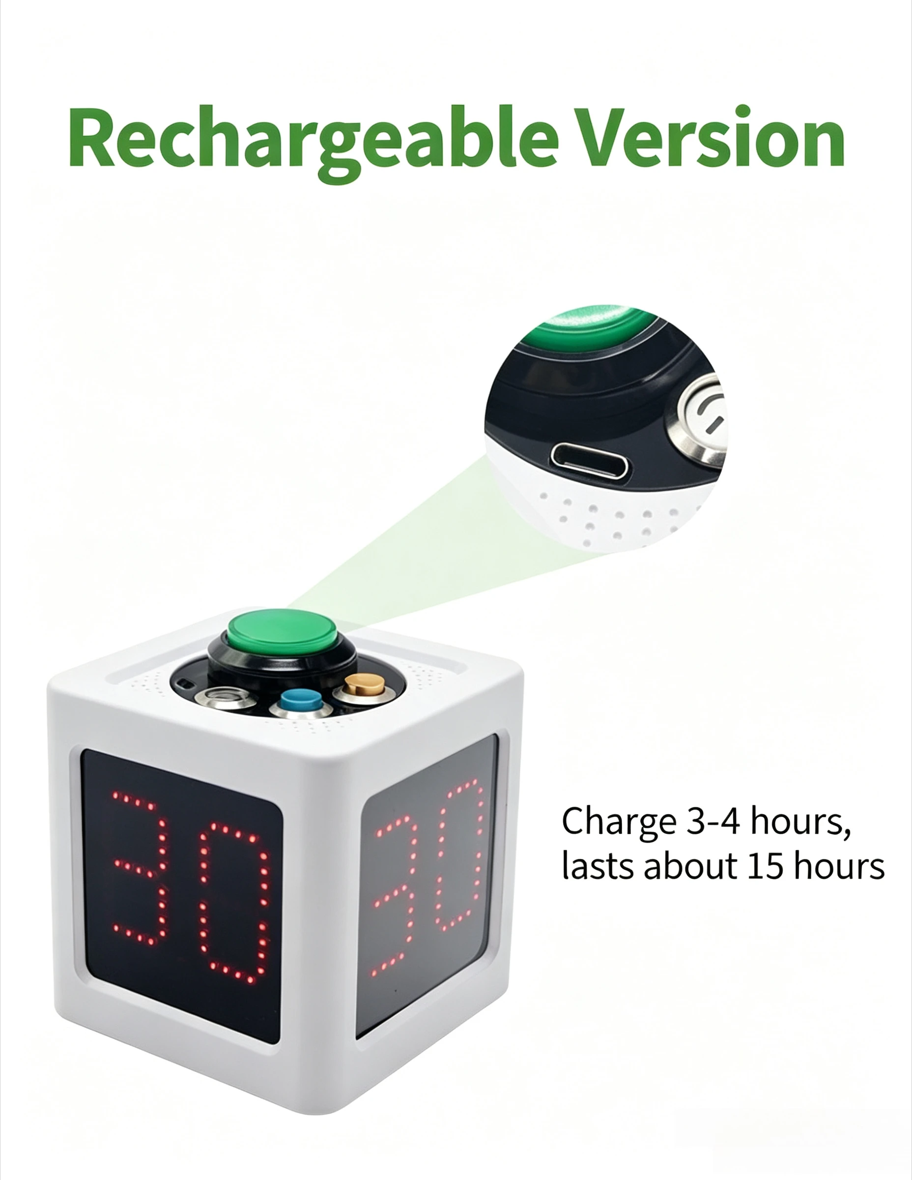 LED Digital Countdown Timer, Portable Tournament Timer for Texas Hold'em, Chess, Go, Mahjong Card Games