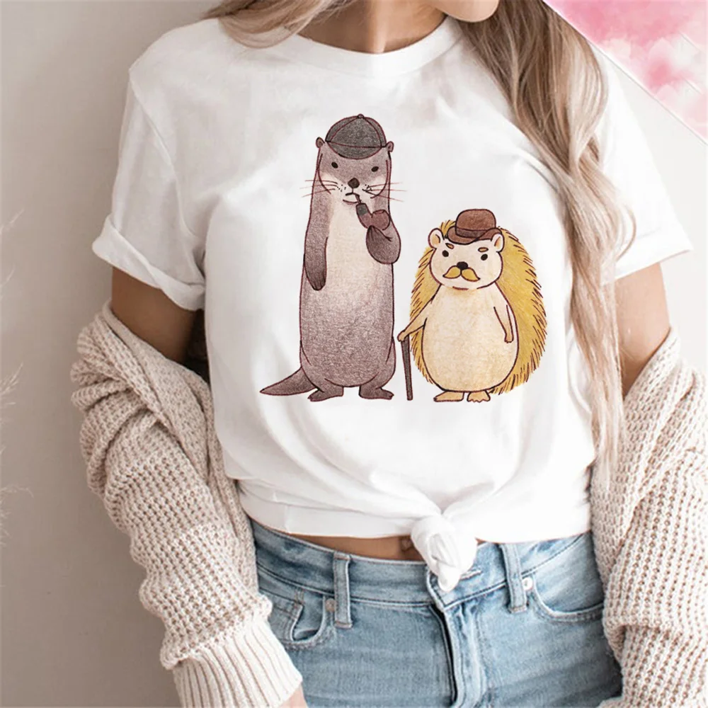 Otters t shirt women manga Tee female graphic harajuku Japanese clothes