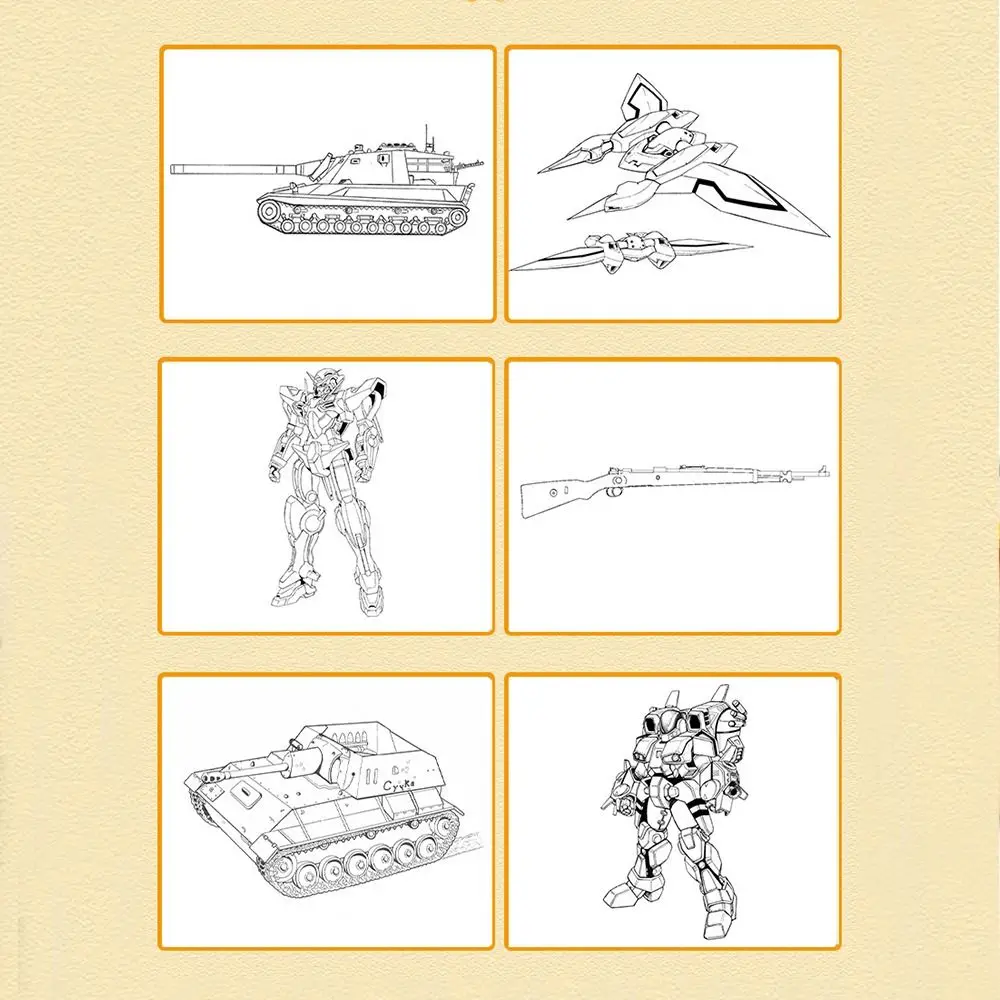 Karakter pahlawan yang dilukis dengan tangan buku Tutorial kapal perang seni melacak sketsa latihan Mech Warrior buku gambar Sekolah