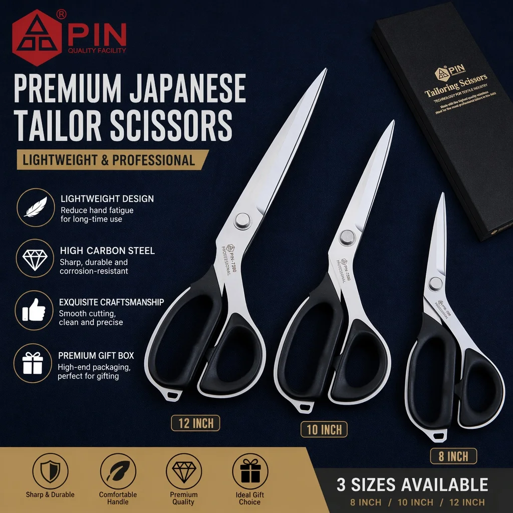 Professional Heavy Duty Sewing Scissors 8/10/12 Inch Set Industrial Strength Fabric Shears for Denim Leather & Quilting Supplies