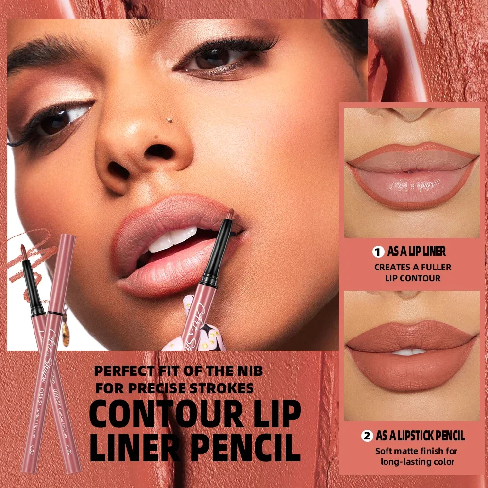 QIBEST Matte Lip Liner ชุด 12 สี Nude Shades Lipliner ปากกากันน้ํา Lip Contouring ดินสอชุดแต่งหน้า Lip ปากกา
