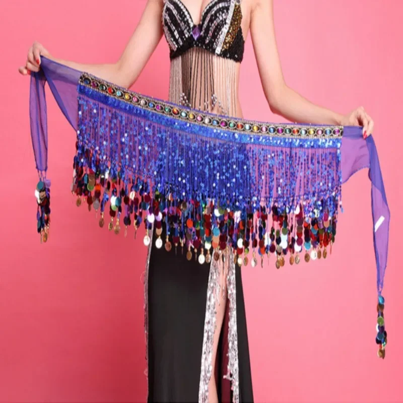 

Sparkling Fringes Belly Dance Waist Chains Sounding Gold Sequins Skirts Wraps Women Girls Stage Performance Dancing Accessories