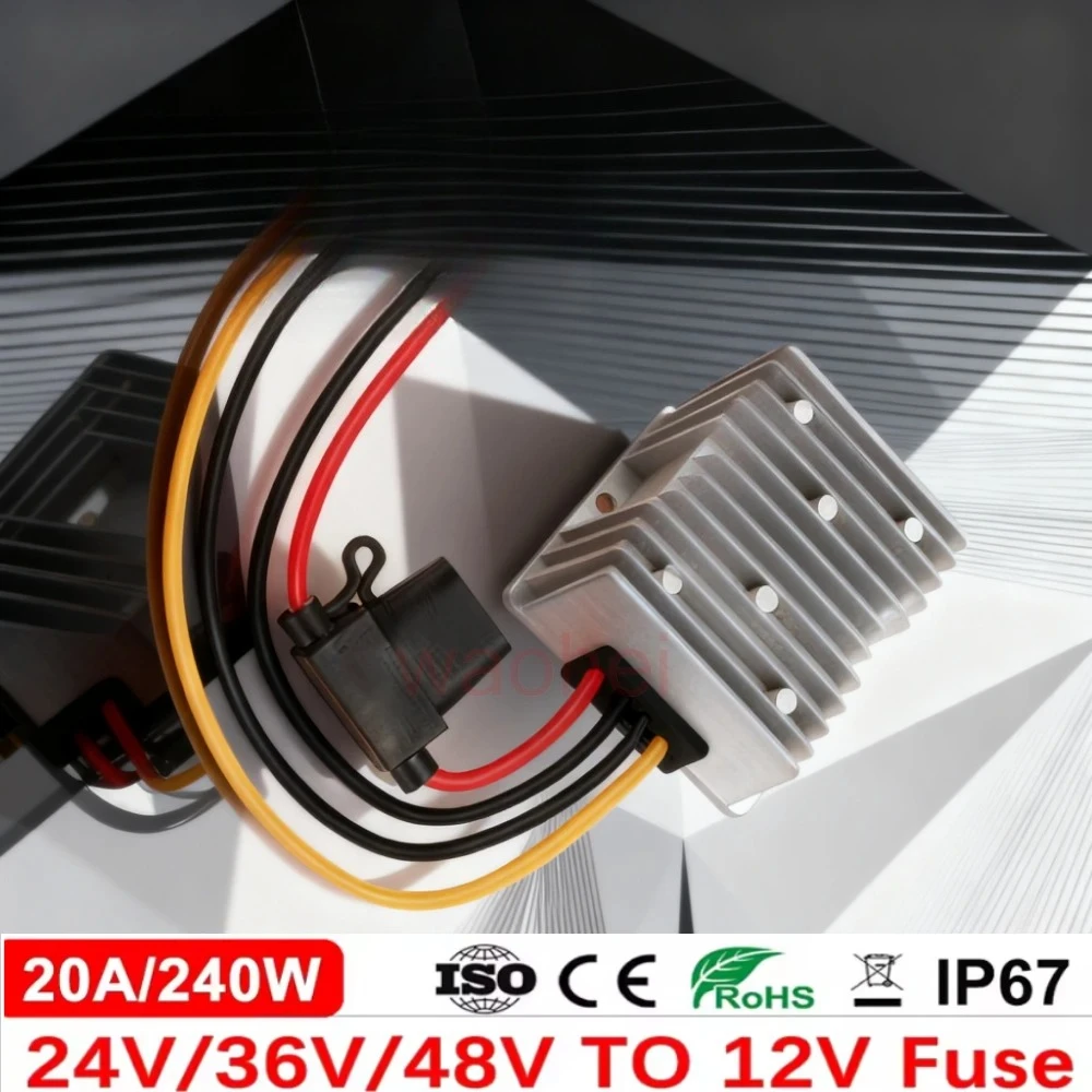 

48V to 12V13.8V 10A 20A 30A DC DC Converter Step Down Stabilizer Voltage Golf Cart Cars Voltage Reducer with Fuse Isolated Model
