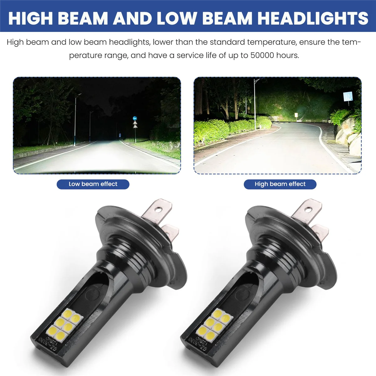 2 buah H7 lampu depan LED konversi 6W 1000LM 6000K Error gratis bohlam Canbus