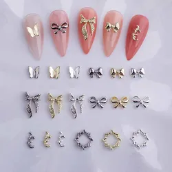 20pcs Alloy Ribbon Bow Nail Decoration 3D Gold/Silver Beauty Alloy Bow Design Nail Jewelry DIY Fashion Manicure Accessories