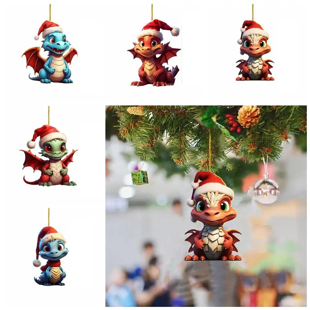 

2D Acrylic Dragon Pendant Acrylic Cartoon Flying Dragon Car ornaments Color Printing Cute Xmas Dragon Keychain Office