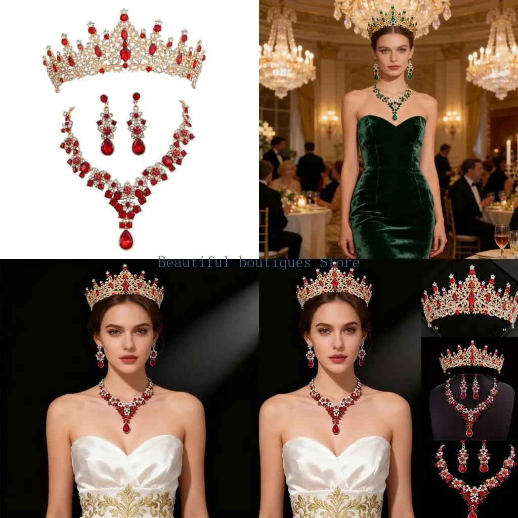 U4LF Stylish Wedding Jewelry Set Pendant Earrings Perfect for Bridal and Photoshoots