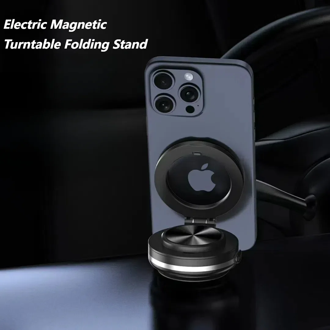 Ventosa magnética Folding Swivel Stand, suporte do telefone elétrico, Magsafe, rotação de 360 °