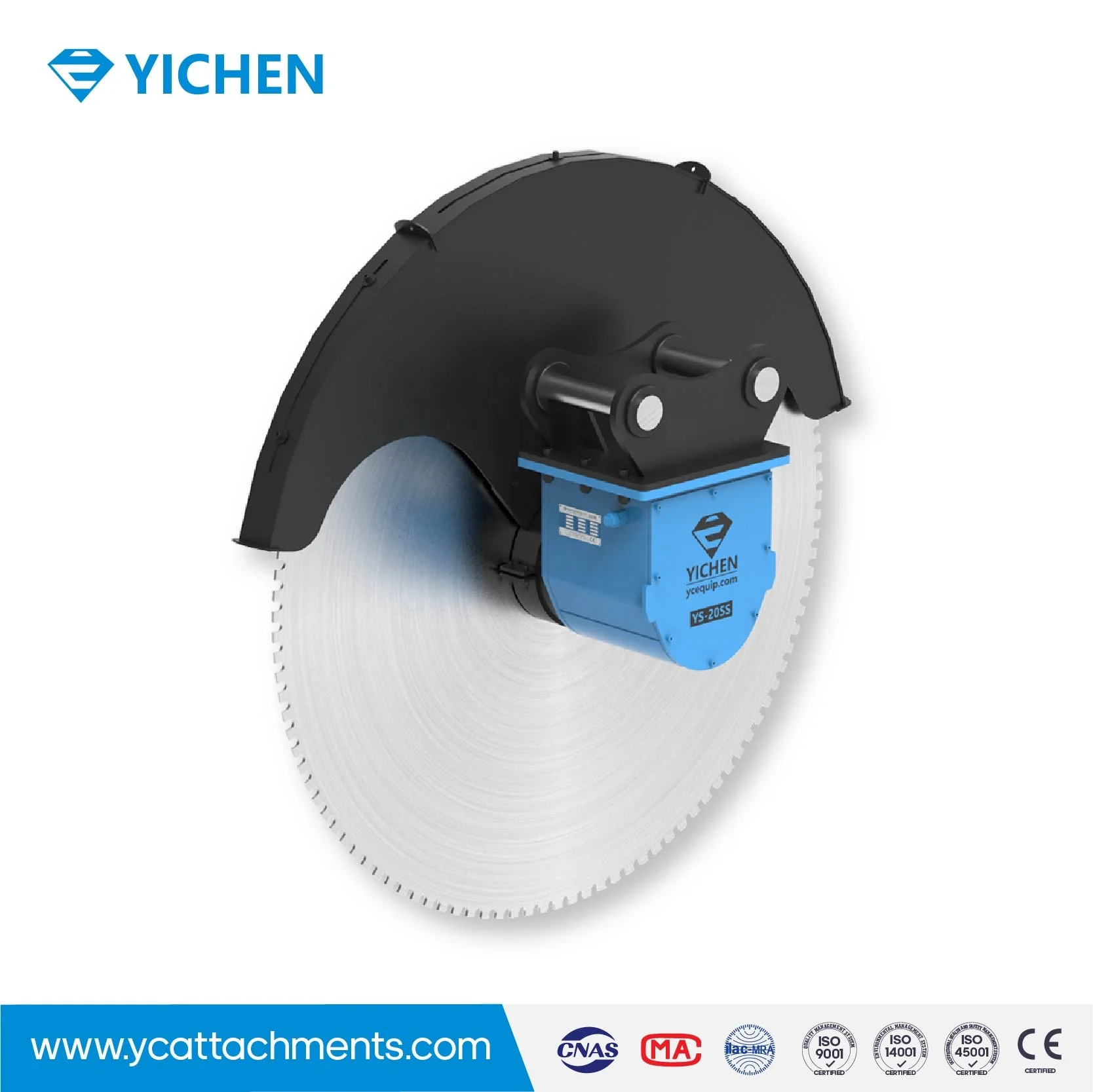 YS-20SS Low Cost Saw Blade Bidirectional Running Function Roadworks Concrete Cutting Saw Rock Excavator for Digger Attachments