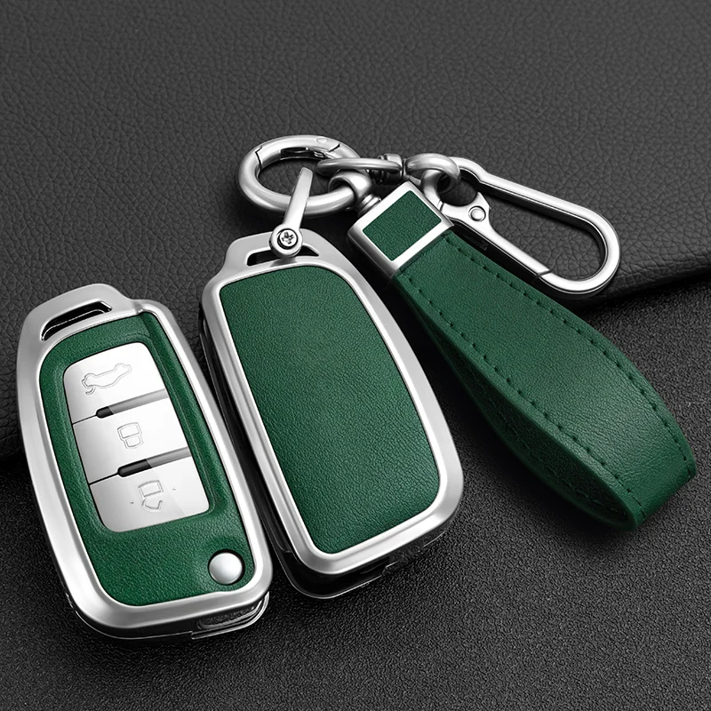 Zinc Alloy Leather Car Key Cover for Geely GX3 EC7 EC8 GC6 EC715 EC718 Emgrand7 EU7 EC7-RV EC718-RV Keychain Protect Skin Case