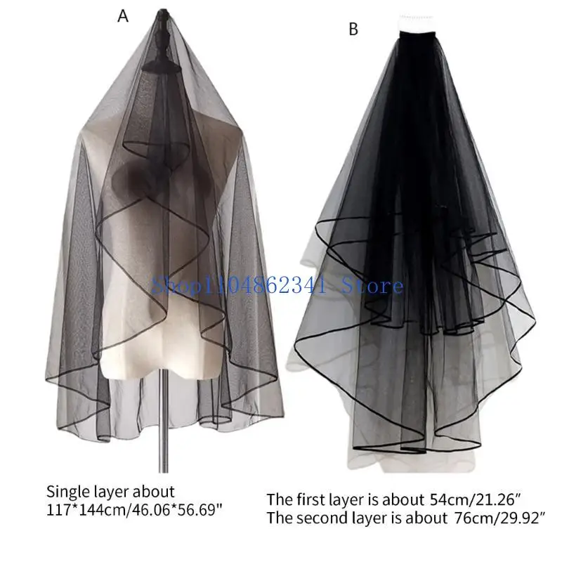 5asd Cô Dâu Voan Mạng Che Mặt Ngắn Màu Đen Mạng Che Mặt cho Tiệc Hóa Trang Halloween Mặc Mũ Trụ Cosplay Chủ Đề Trang Phục Hóa Cụ