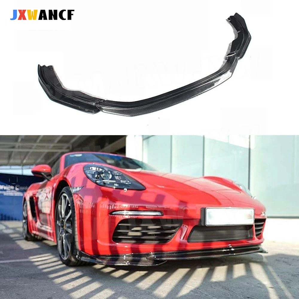 

JXWANCF 3 шт., передний спойлер из углеродного волокна, разветвители, клапаны для Porsche 718 Cayman Boxster 2016-2019, головной бампер, защита подбородка