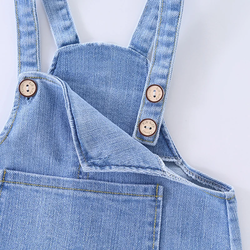 Meninos meninas denim macacão primavera verão bolso solto casual jean macacões 1-5years criança suspender jeans