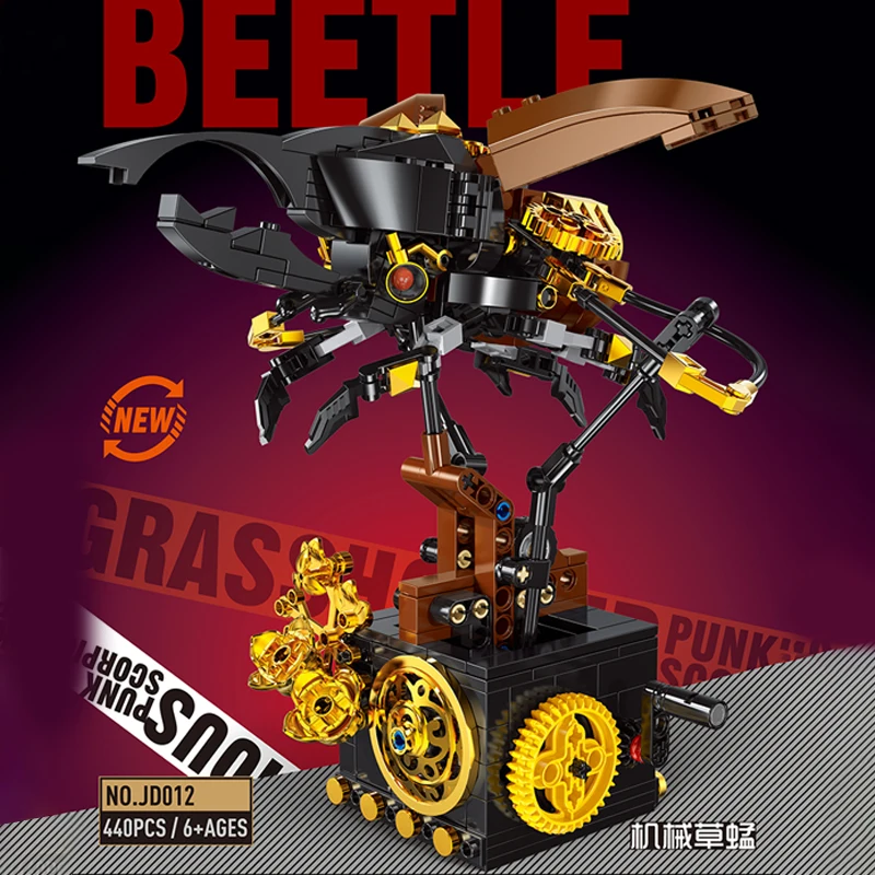 Punk Mechanical Beetle for Children, Grasshopper, Scorpion, Mantis,Model, Building Blocks, DIY Bricks, Christmas Gifts, Toys