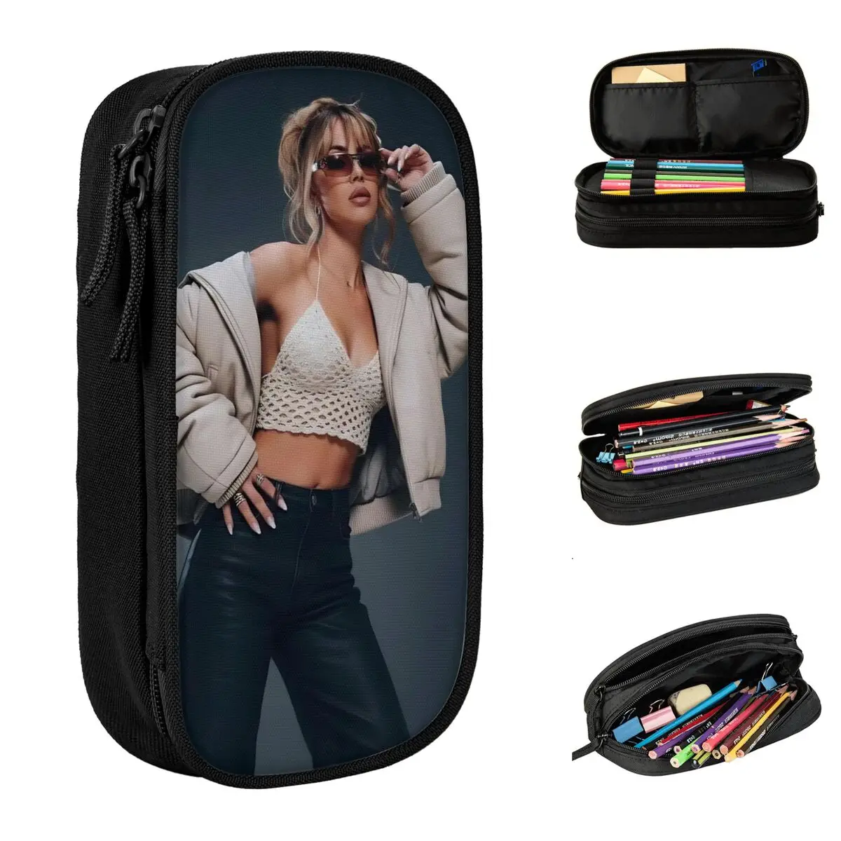 

Large Capacity Pen Box Tini Futttura Tour Office Supplies Double Layer Pencil Bag Girl Makeup Bags Perfect Gifts