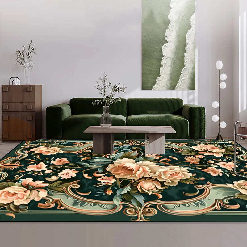 

Modern European Carpets for Living Room Flower Decoration Carpet Home Sofa Area Foot Mat Non-slip Bedroom Bedside Large Rug