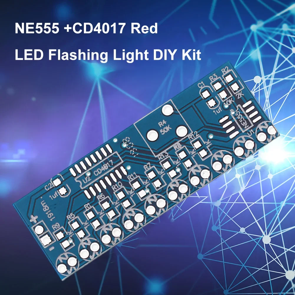طقم ضوء وامض أحمر LED تصنعه بنفسك ، مجموعة تدريب لحام SMD ، تأثير تدفق المياه LED ، DC-57.5 ، ne55 + CD4017 ، 50